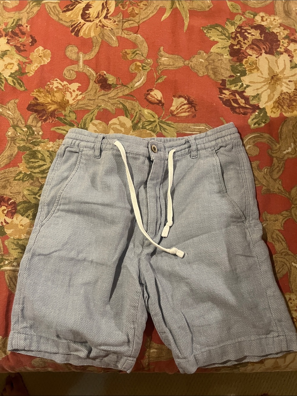 Zara Light Blue Drawstring Cotton-Blend Hybrid Shorts